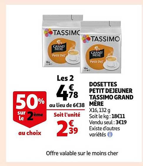 dosettes petit déjeuner tassimo grand mère