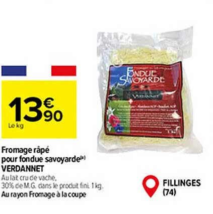 fromage râpé pour fondue savoyarde verdannet