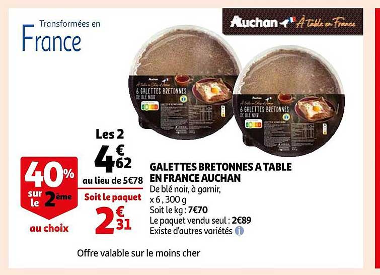 Galettes Bretonnes à Table En France Auchan