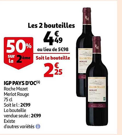 igp pays d'oc roche mazet merlot rouge