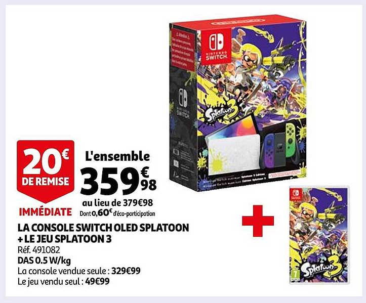 la console switch oled splatoon + le jeu splatoon 3