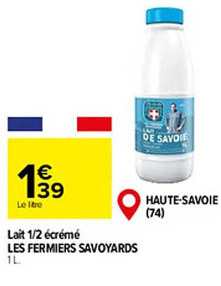 Lait 1-2 écrémé Les  Fermiers Savoyards