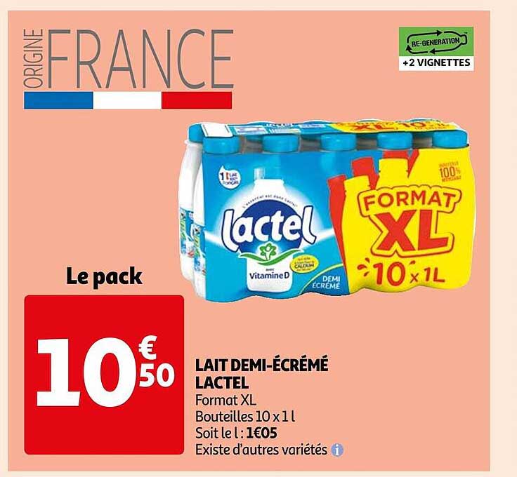 lait demi-écrémé lactel