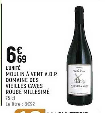 moulin à vent a.o.p. domaine des vieilles caves rouge millésimé