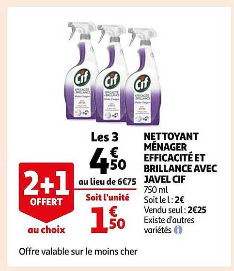 nettoyant ménager efficacité et brillance avec javel cif