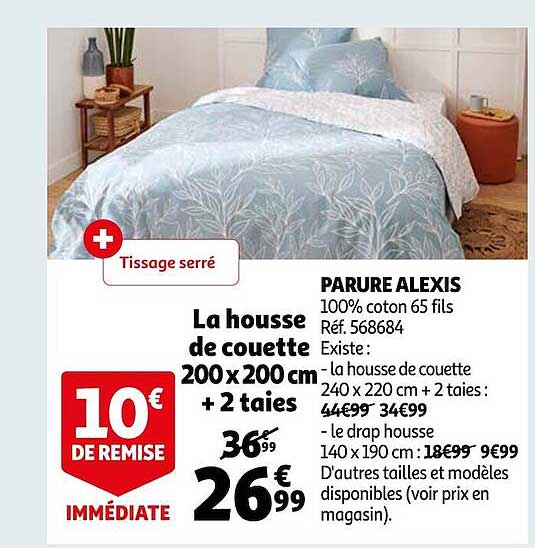 parure alexis : la housse de couette 200 x 200 cl + 2 taies