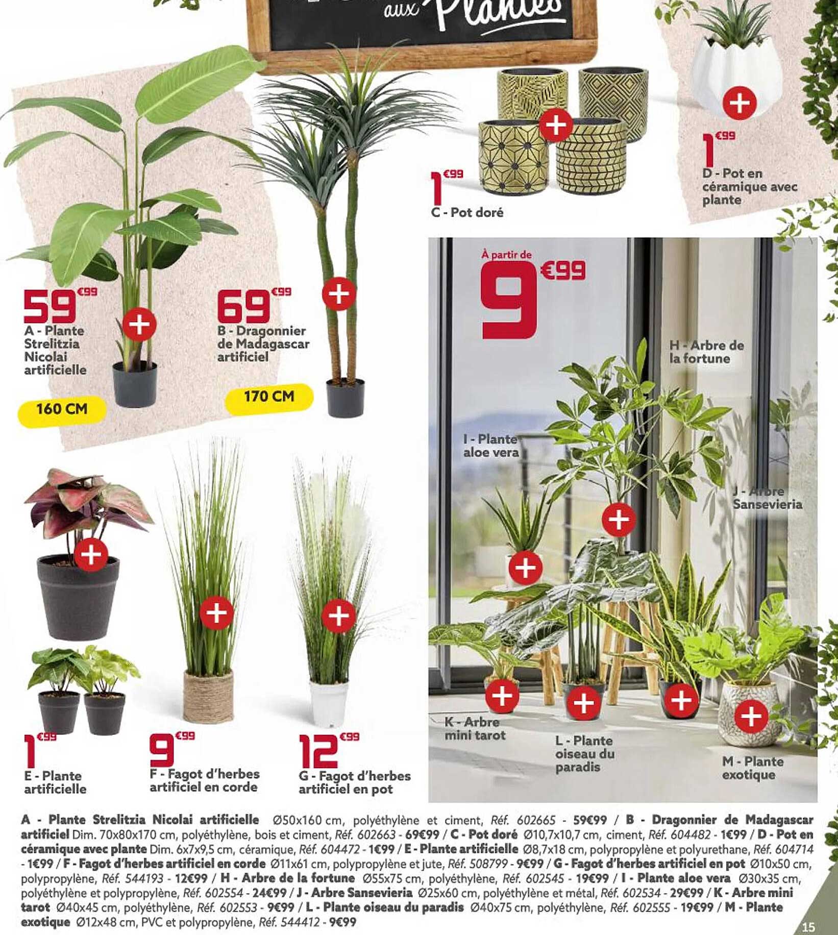 plante strelitzia nicolai artificielle, dragonnier de madagascar artificiel, pot doré, pot en céramique avec plante, plante aloé vera, arbre de fortuna, sansevieria, plante artificielle, fagot d'herbe