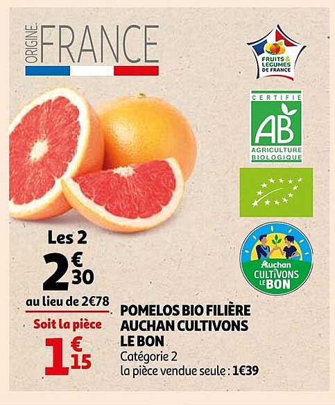 Pomelos Bio Filière Auchan Cultivons Le Bon