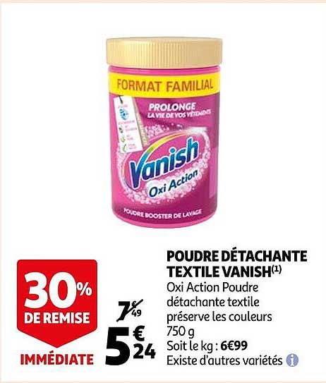 poudre détachante textile vanish
