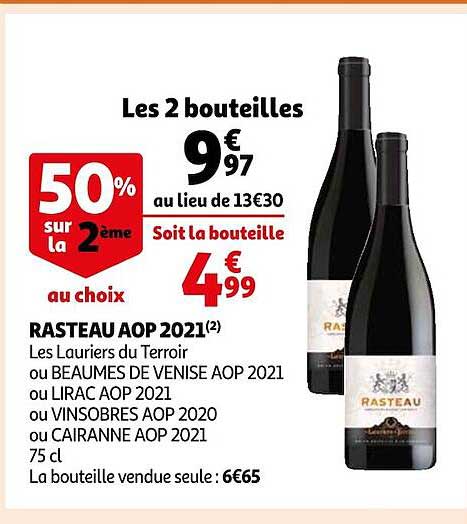 rasteau aop 2021 les lauriers du terroir ou beaumes de venise aop 2021 ou lirac aop 2021 ou vinsobres aop 2020 ou cairanne aop 2021