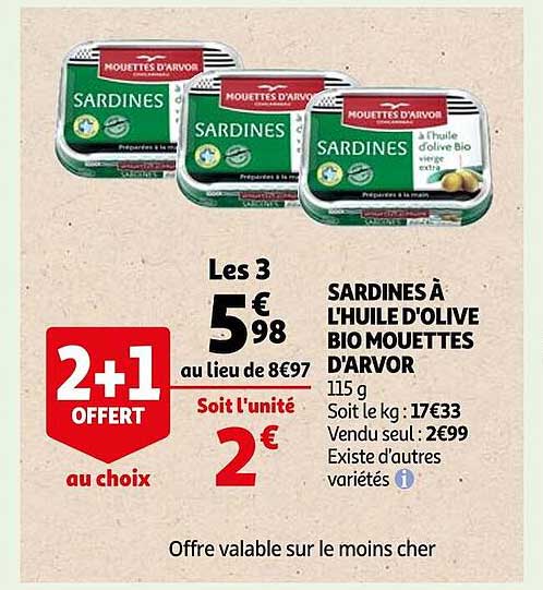sardines à l'huile d'olive bio mouettes d'arvor