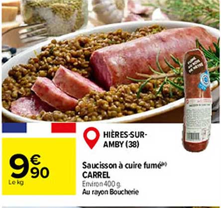 saucisson à cuire fumé carrel