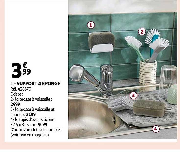 support  à éponge , la brosse à vaisselle, la brosse à vaisselle et éponge, le tapis d'évier silicone