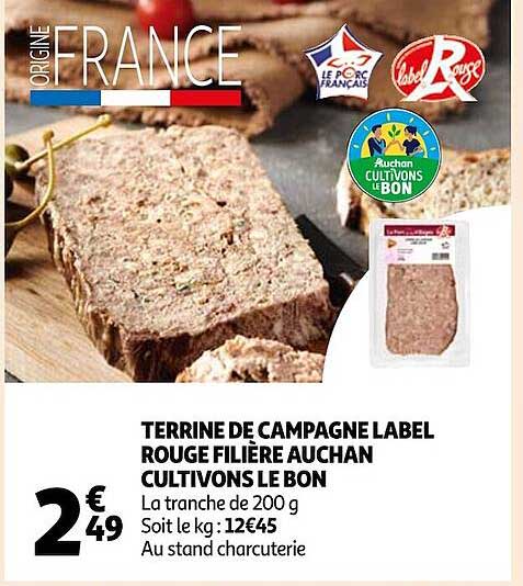 terrine de campagne label rouge filière auchan cultivons le bon