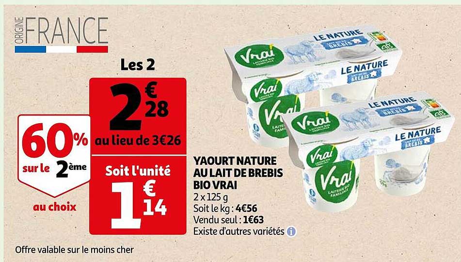 Yaourt Nature Au Lait De Brebis Bio Vrai