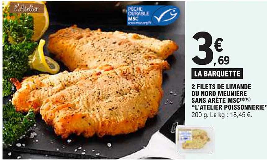 2 filets de limande du nord meunière sans arête msc "l'atelier poissonnerie"