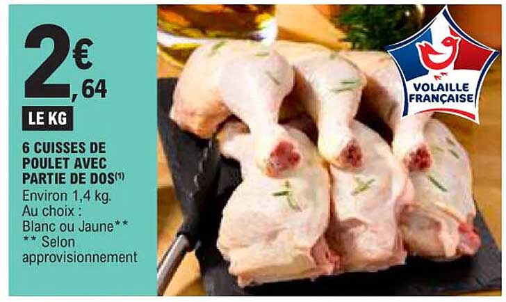 6 cuisses de poulet avec partie de dos