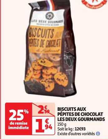 biscuits aux pépites de chocolat les deux gourmands