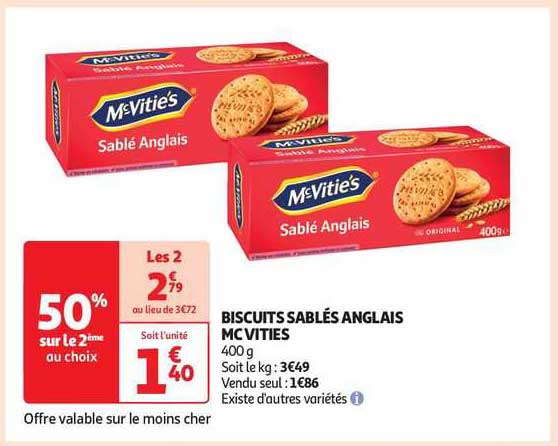 biscuits sablés anglais mc vities