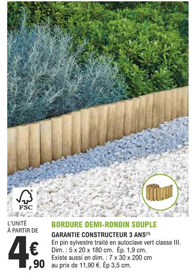 bordure demi-rondin souple
