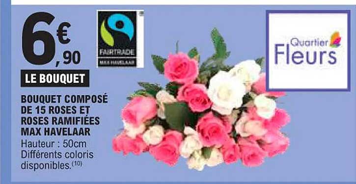 Bouquet Composé De 15 Roses Et Roses Ramifiées Max Havelaar