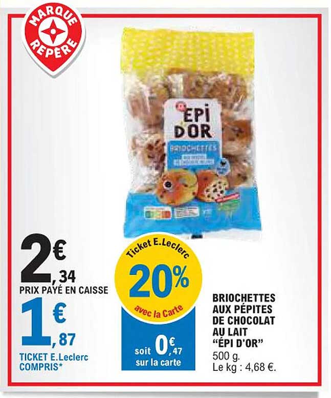 briochettes aux pépites de chocolat au lait "épi d'or"