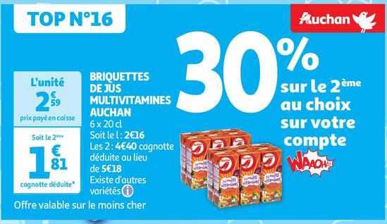 Briquettes De Jus Multivitamines Auchan