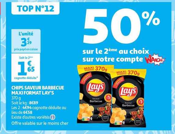 chips saveur barbecue maxi format lay's