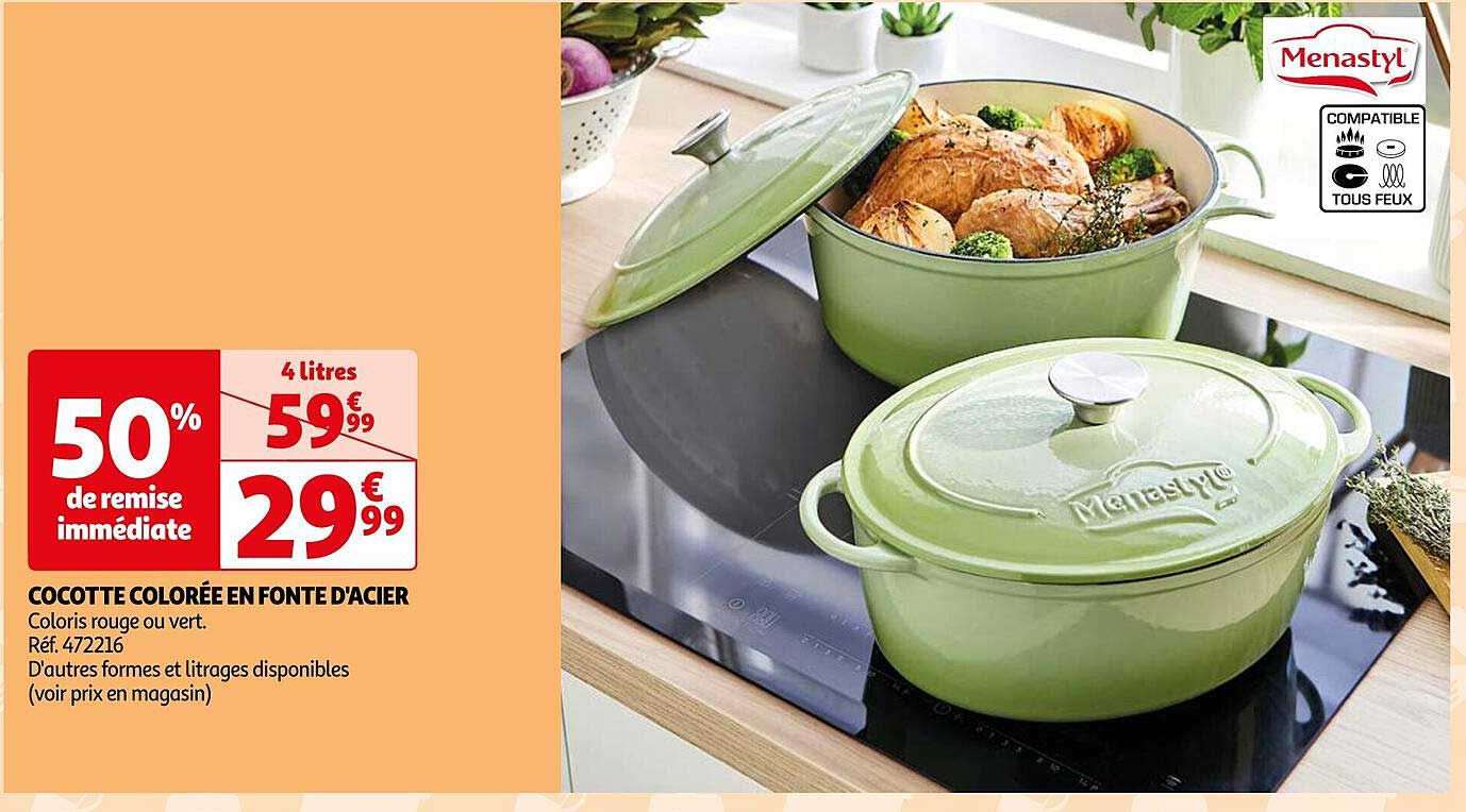 cocotte colorée en fonte d'acier menastyl