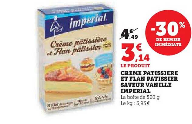 crème pâtissière et flan pâtissier saveur vanille impérial