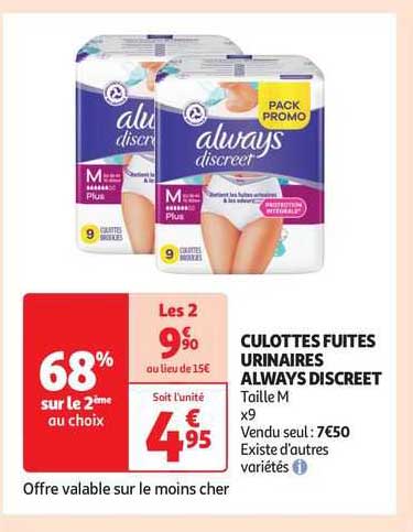 culottes fuites urinaires always discreet