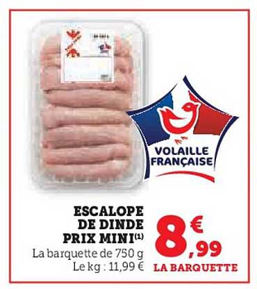 escalope de dinde prix mini