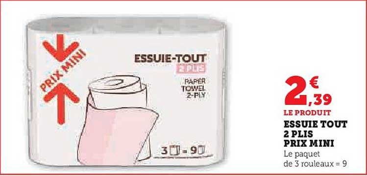 essuie tout 2 plis prix mini