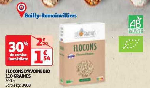 flocons d'avoine bio 110 graines