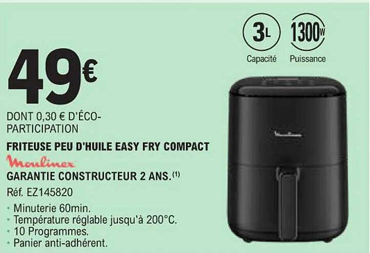 friteuse peu d'huile easy fry compact moulinex