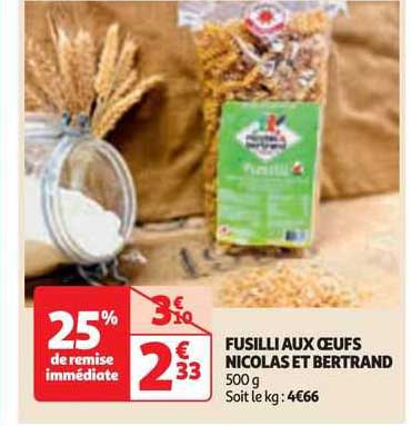 fusilli aux oeufs nicolas et bertrand