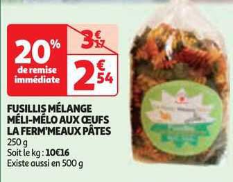 fusillis mélange méli-mélo aux oeufs la ferm'meaux pâtes