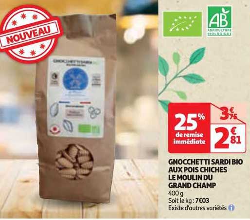 gnocchetti sardi bio aux pois chiches le moulin du grand champ