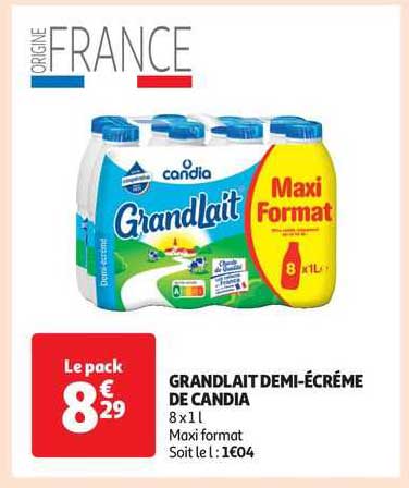 grandlait demi-écrémé de candia