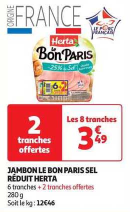jambon le bon paris sel réduit herta