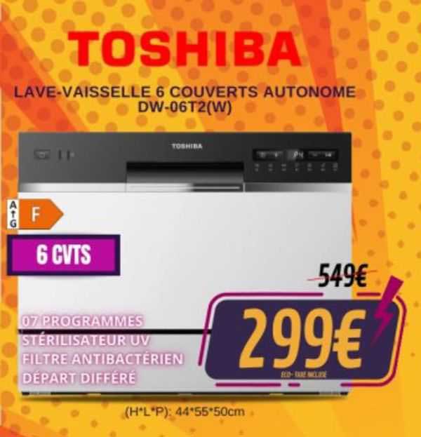 lave-vaisselle 6 couverts autonome toshiba