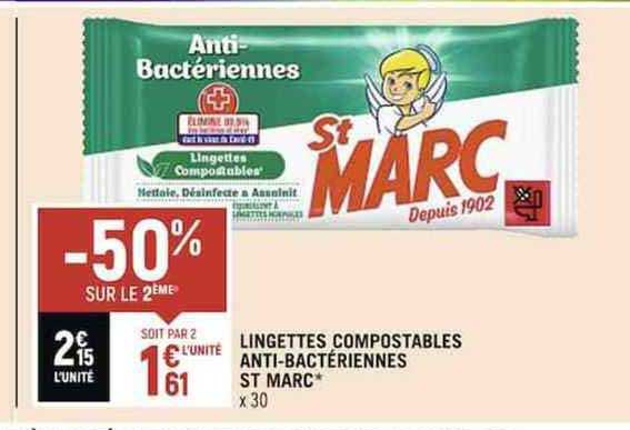lingettes compostables antibactériennes st marc