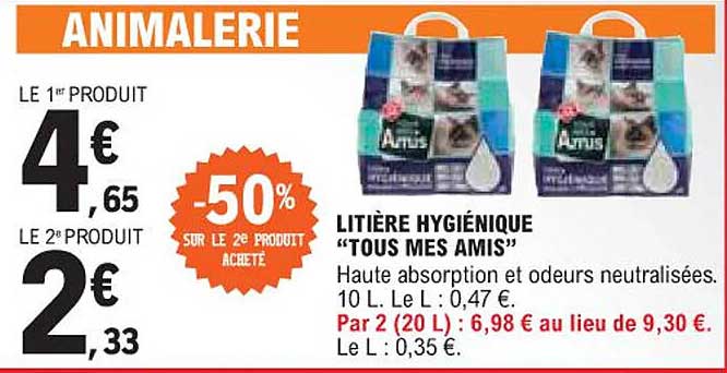 litière hygiéniques "tous mes amis"