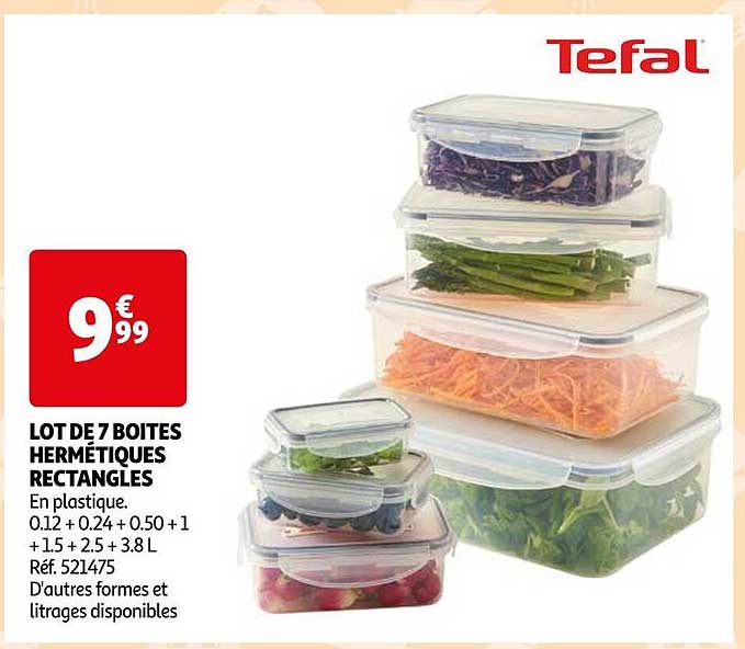 lot de 7 boîtes hermétiques rectangles tefal