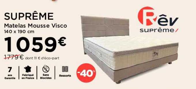 matelas mousse visco 140 x 190 cm suprême