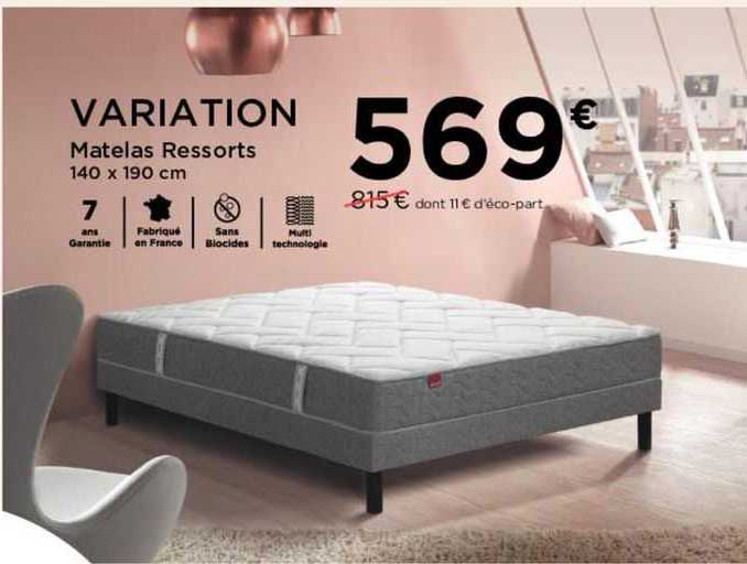 matelas ressorts 140 x 190 cm variation