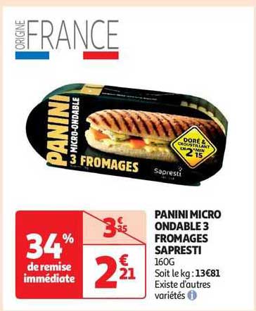 panini micro ondable 3 fromage sapresti