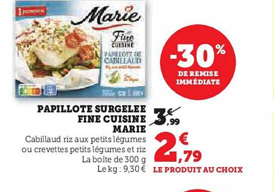 Papillote Surgelée Fine Cuisine Marie