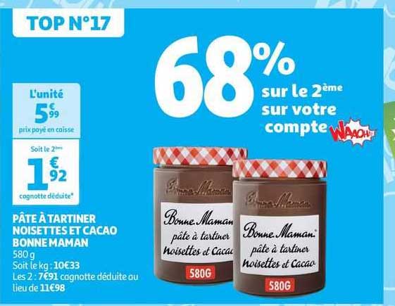 pâte à tartiner noisettes et cacao bonne maman