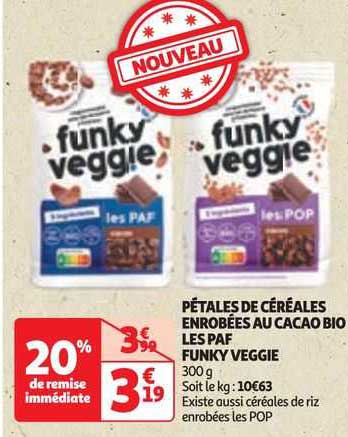 pétales de céréales enrobées au cacao bio les paf funky veggie